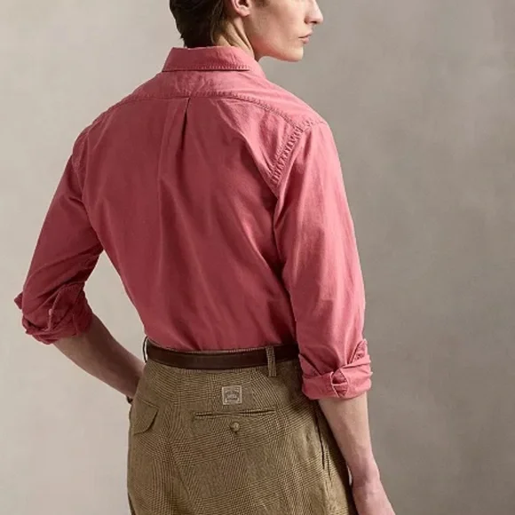 New Men’s Berry Polo Ralph Lauren Button-Up Long Sleeve Collar Shirt Medium - Picture 3 of 3